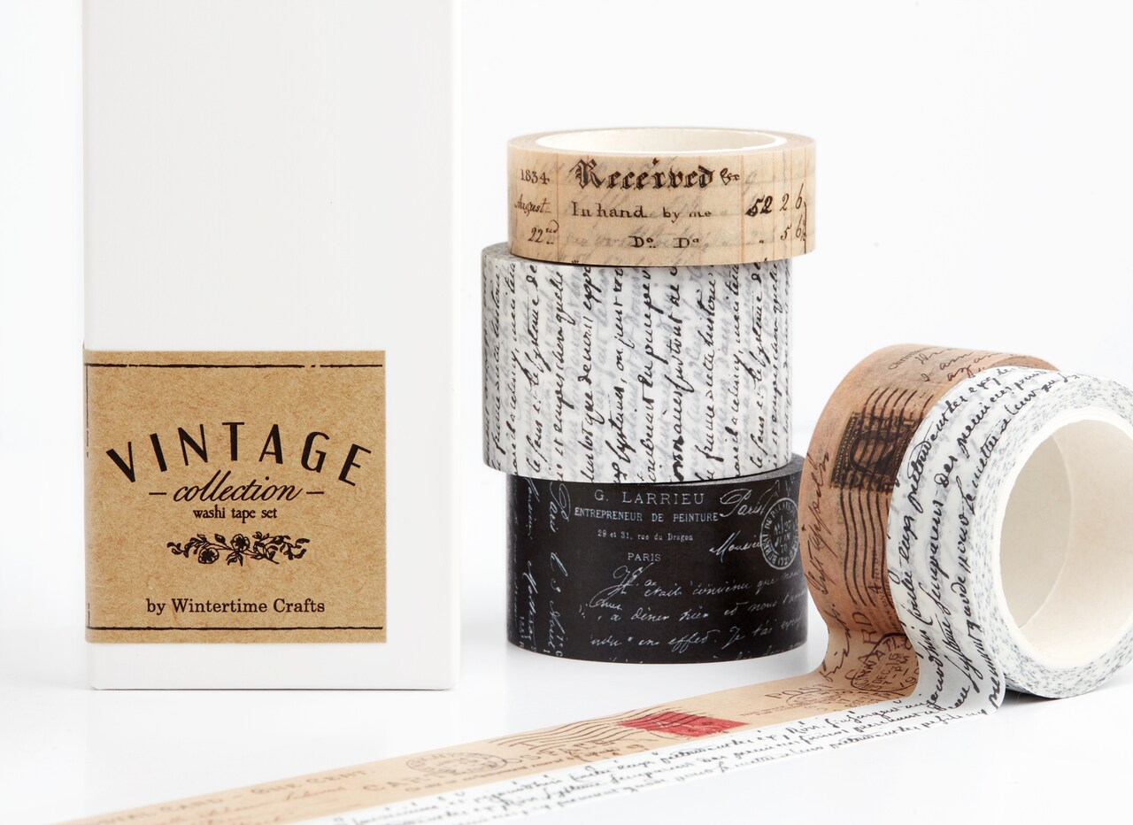 5 Rolls Vintage Collection Washi Tape Set by Wintertime Crafts